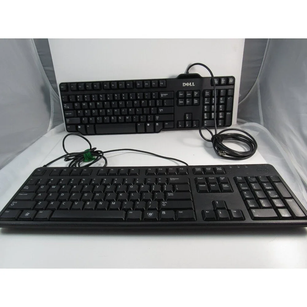 Dell Wired Keyboard KB212-B for PC USB Full Size Standard Layout - Lot Of 2